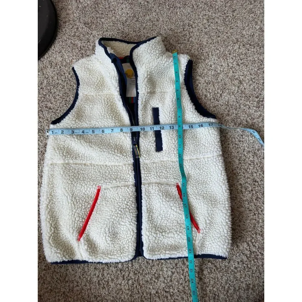 MINI  BODEN White & blue kids vest size 11/12; 152cm, White fluffy sherpa